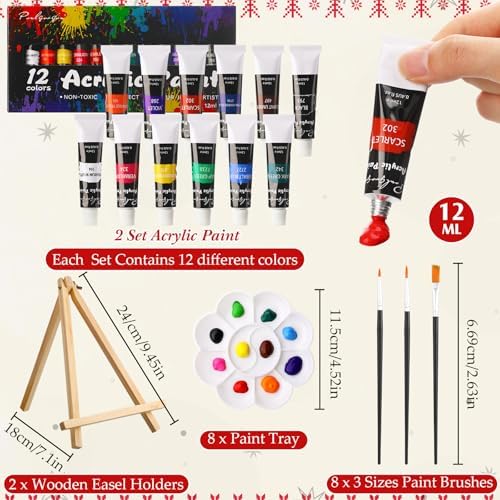 Cholemy 36 Pcs Paint and Sip Kit Gift for Adults 8''x10'',Christmas A - Image 4