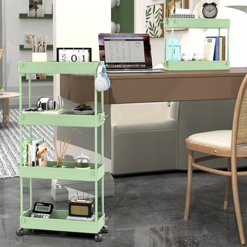 SPACEKEEPER Slim Rolling Storage Cart, 4 Tier Bathroom Cart Organizer,Green - Image 6