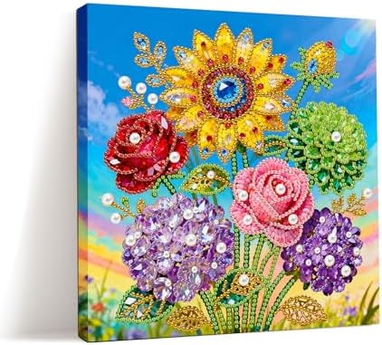 ARTopet DIY Pearl Painting Kit with Frame Gemstone Pearl Diamond Dots Beads Canvas Art Craft for Adult Beginners Display for Tabletop and Wall Mounting Home Decor-Flowers by ARTopet