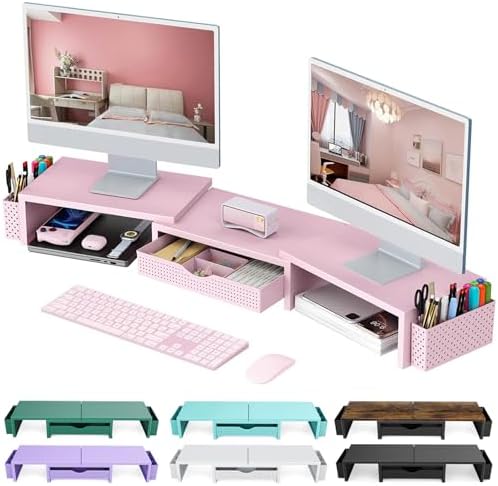 gianotter Dual Monitor Stand Riser With Drawer and 2 Pen Holders by gianotter