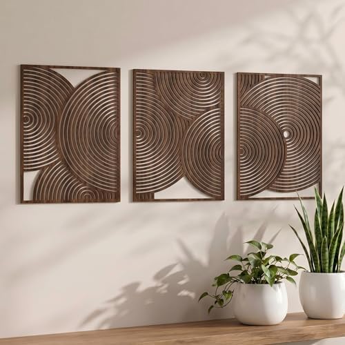 Yerliker 3 Pcs Modern Wall Decor, Retro, 15.75 x 15.75 x 1.97 Inch by Yerliker
