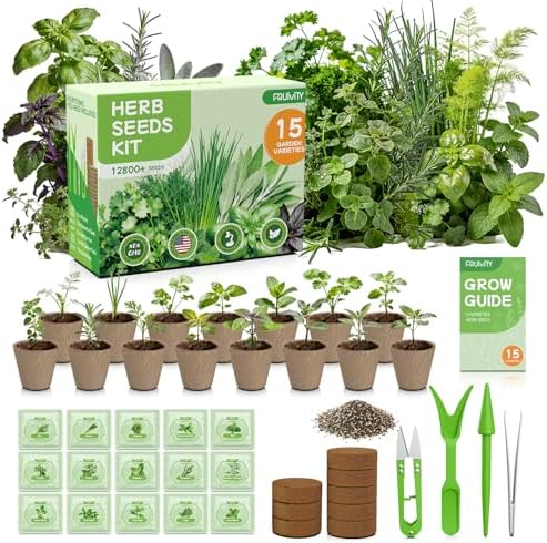 Herb Garden Starter Kit – Fruivity 12800+ 15 in 1 Herb Heirloom Seed Kits for Indoor/Outdoor Planting | Herb Indoor Garden Kit Starter - Complete Herb Garden Starter Set with Gift Packaging for Family by Fruivity