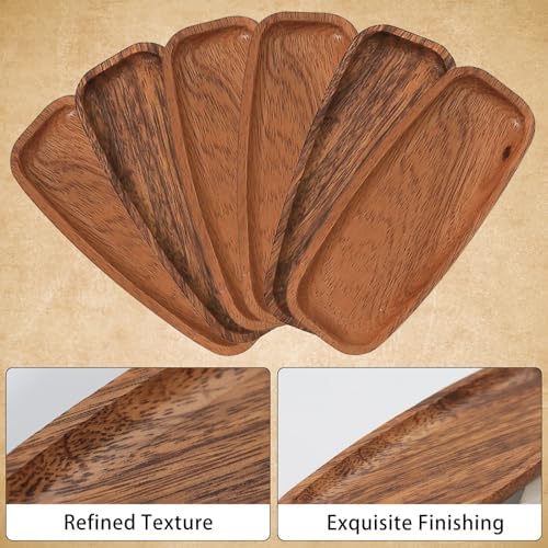 Mini Wooden Serving Platters and Trays, 6.8-inch Solid Acacia Wood Serving Plates for Food/Snacks/Appetizer, also as Jewelry Trays, Mini Charcuterie Board & Cheese Platter, Reusable (6 PCS) - Image 3