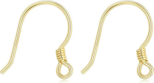14K Real Gold Earring Hooks for Jewelry Making Fish Hooks 14K Yellow Gold Earring Findings for Earrings Jewelry Making(Style 1)