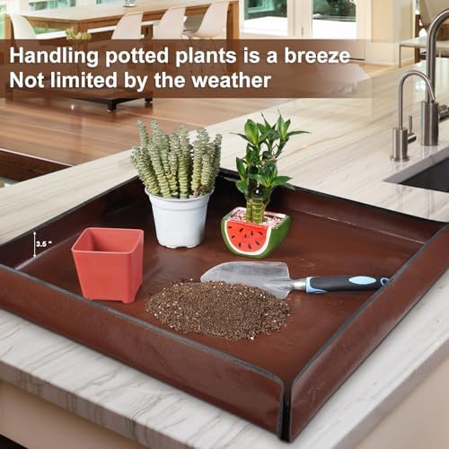27"x 27" Repotting Mat for Indoor Plant Transplanting and Mess Control Foldable Waterproof Potting Tray-Easy to Clean Gardening Gifts for Plant Lovers - Image 4