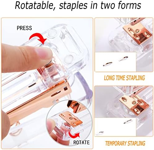 Rose Gold Office Supplies and Accessories, Acrylic Stapler, Staple Remover, Tape Holder, Ballpoint Pen, Scissor, Binder Clips, Staples, Phone Holder, Ruler, Transparent Glue and 300 Notes - Image 3