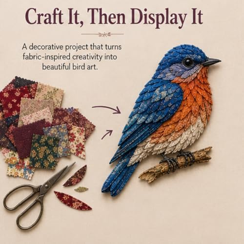 3D Patchwork Bird DIY Craft Kit, Home Wall Decor Gift, Stress Relief, Creative Handmade Art, Bird Design, Colorful, Delicate, Easy for Beginners, Unique Gift for Adults(Red Cardinal) - Image 4