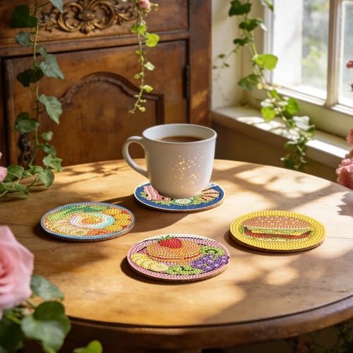 Leatrice 6 PCS Small Diamond Art Coasters Diamond Painting Kits for Adults - Image 5