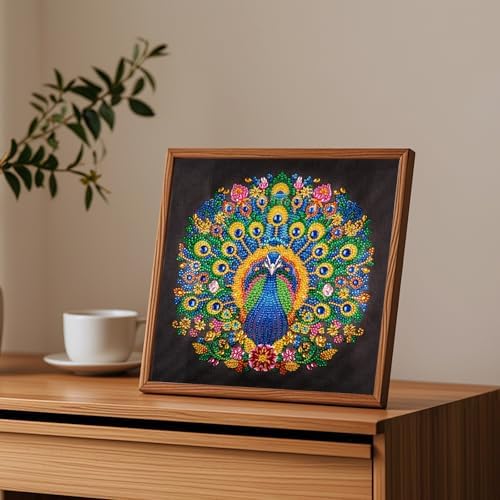 DIAMONDOUBLE Advanced Special Shape Diamond Painting Kits for Adults on Velvet Canvas, 12x12 Peacock 5D Partial Drill Diamond Art Kit for Beginners, DIY Crystal Rhinestone Mosaic Craft Wall Decor - Image 2