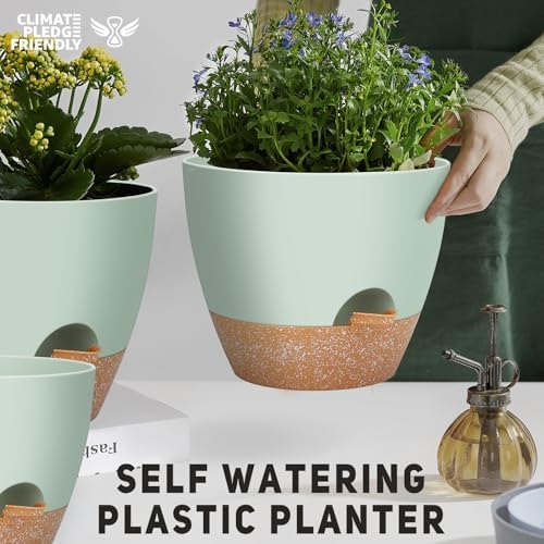 YNNICO 12" 10" 9" Large Self Watering Plant Pots for Indoor Outdoor Plants - Image 4