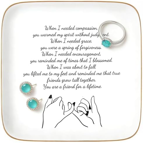 Best Friend Birthday Gifts for Women, Friendship Ceramic Jewelry Dish by PUDDINGCABIN