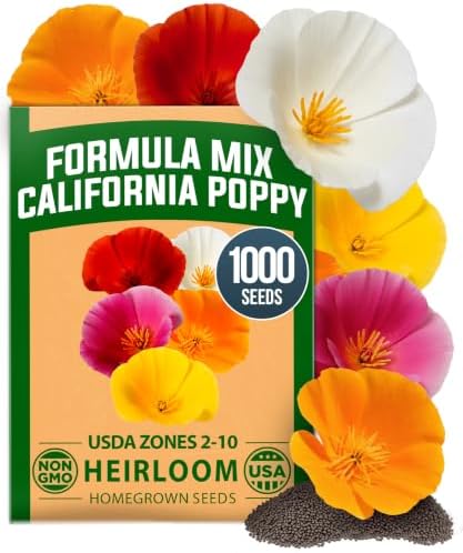 HOME GROWN Poppy Seeds, Formula Mix, 1,000 Seeds, Eschscholzia californica by HOMEGROWN