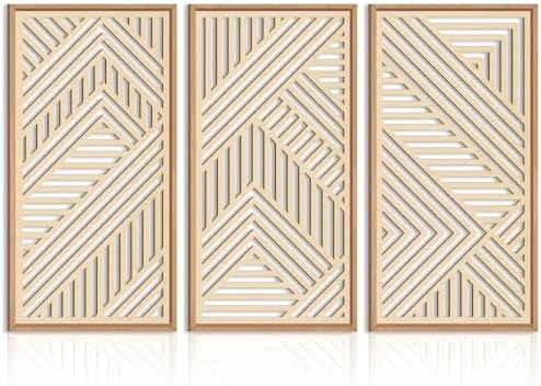 IARTTOP Large Boho Wooden Wall Art 16x32 Inch Framed Mid Century Modern Wood Wall Decor Minimalist Modern Bohemian Decor for Dining Room Living Room Bedroom Set of 3 by IARTTOP