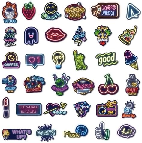 140 Pcs Neon Vinyl Stickers - Waterproof Cool Cute Aesthetic Stickers for Kids Teens Adults | Water Bottle Laptop Classroom Journaling Scrapbook Decor - Image 3