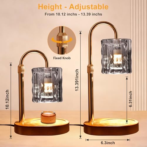 Candle Warmer Lamp with Timer and Dimmer 4-Level Dimmable Flower Light Heat Lamp for Jar Candles Adjustable Height Modern Cute Home Decor for Living Room Bedroom(Silver-Square) - Image 2