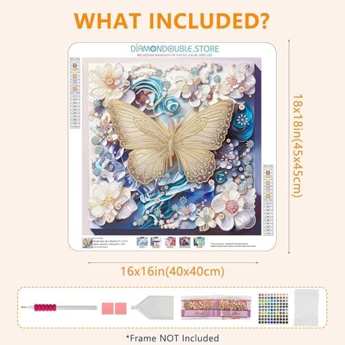 DIAMONDOUBLE Butterfly Diamond Painting Kit for Adults, High End 5D Partial Drill Special Shape Diamond Art on Velvet Canvas, DIY Diamond Puzzles Kit for Beginners Craft Wall Decor 18x18 in - Image 6