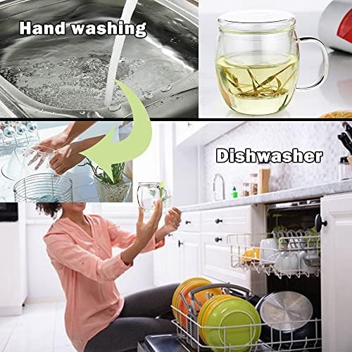 Glass Tea Cup with Infuser and Lid, 17 oz Clear Loose Leaf Tea Infuser Mug - Image 6