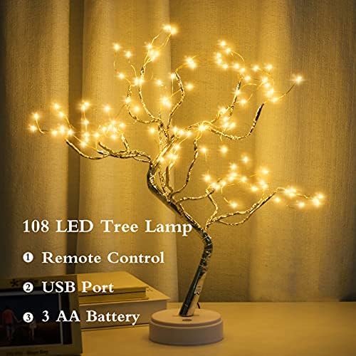 PXBNIUYA 108 LED Sparkly Fairy Tree Lamp, Warm White, Remote Control, USB/Battery, 8 Modes, DIY Bonsai Decor, Festival Decoration Light - Image 2