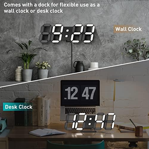 3D LED Desk & Wall Clock with Remote Control, 9.7 Inch, Black - Image 3