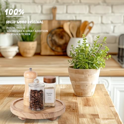 Round Decorative Tray Farmhouse Kitchen Decor Soap Dish, 8" Brown - Image 3