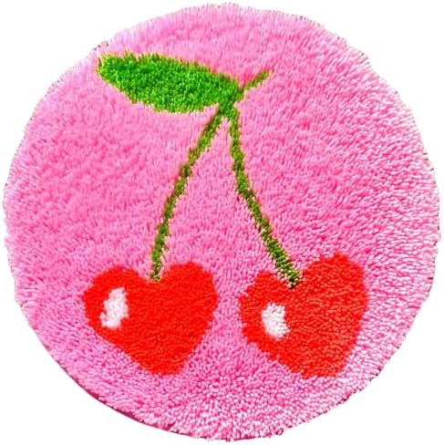 MeoobkCraft Cherry Whisper for Latch Hook Kits for Adults Beginners Cherry Pre-Printed Latch Hook Rug Kits Embroidery Cross-Stitch for Home Home Decoration 19.7 x 19.7in by MeoobkCraft