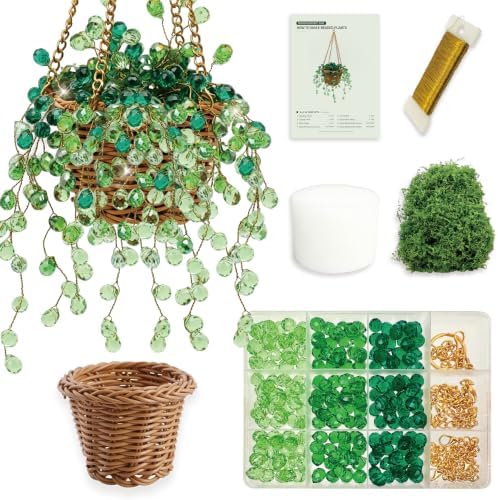Green Glass Beads Beaded Plant Kits Bulk Suncatcher Forever Hanging Planter by TIMECOSY