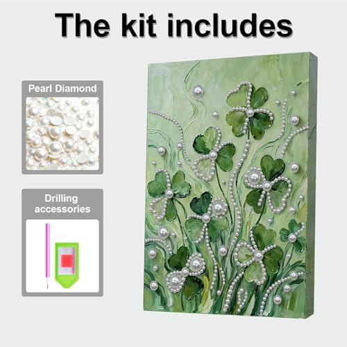 LQCrafK DIY Pearl Art Painting Handcraft Kit for Adults Beginners, Creative Design, Healing Stress-Relieving Home Wall Decoration, with Framed Painting and Tools-Clover - Image 6
