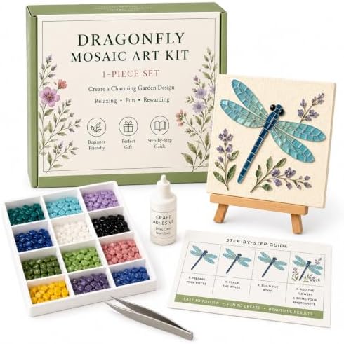 Mosaic Art Kit for Adults, DIY Garden Craft with Beads，Dragonfly by Unknown