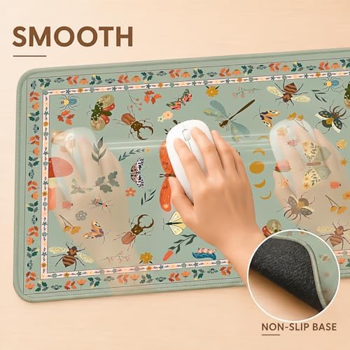 Large Desk Mat, Cottagecore Mouse Pad with Stitched Edges, Extended Keyboard Pad for Office & Gaming, Non-Slip Waterproof Desk Mouse Pad (Sage Green) - Image 4