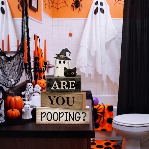 Moucuny 4 Pcs Halloween Bathroom Decor Sign Funny “are You Pooping? ” Decor - Image 5