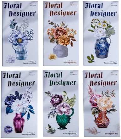 Alideco 120pcs Scrapbook Stickers Vintage Flowers Vase Scrapbooking Junk Journal Crafts Embelishment Decoration Stickers (ziyouhuayishi) by Alideco