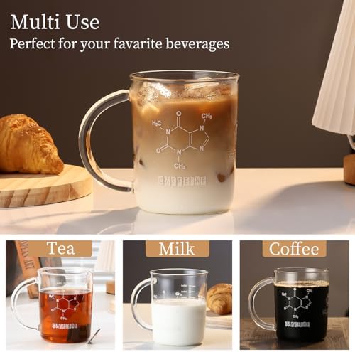 GLASKEY Caffeine Beaker Mug,16 oz Anti-Dripping Borosilicate Caffeine Mug,Cool Coffee Mugs with Handle,Chemistry Mug,Novelty Chemistry Science Teacher Gifts for Women Men - Image 4
