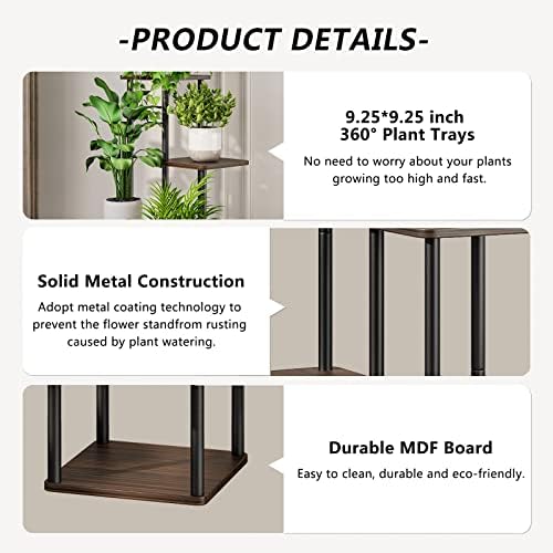 AZERPIAN 5 Tier Tall Plant Stand Indoor Corner Tiered Shelf Metal MDF Board - Image 5