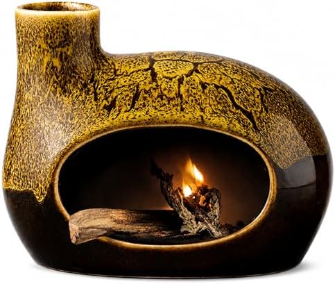 Handcrafted Ceramic Palo Santo Holder – Artistic Incense Burner for Meditation, Mindfulness and Zen Home Decor – Wabi-Sabi Style Cone Sculpture, Gift for Yoga, Relaxation & Aromatherapy (Yellow) by OLACHIKKO