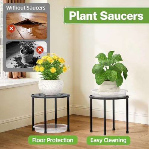 iDavosic.ly 3-Pack Metal Plant Stands with 3 Plant Saucer Tray, 10 In Black - Image 4