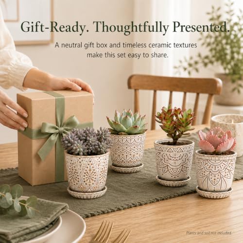 Gepege Ceramic Succulent Pots, 4 Inch Small Plant Pots with Drainage - Image 6