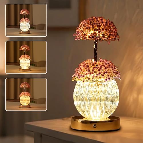 Touch Dimmable Purple Flower Lamp Color Changing Light for Bedroom Bar Coffee Shop, Gifts for Women Mom Daughter Grandma Teacher Aunt Girlfriend Friend Birthday Christmas Valentines Mothers Day by Hibeauti