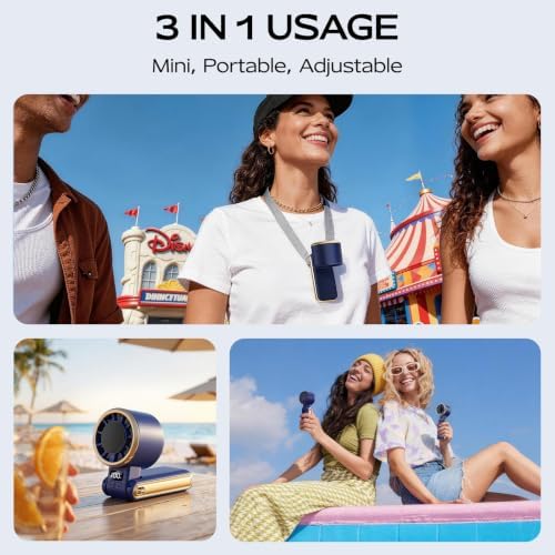 SHEWIND Portable Handheld Fan with Ice Cooling - 5 Gear High Speed Personal Turbo Fan Rechargeable, Up to 11 Hrs, Mini Hand Fans for Travel Essentials, Beach Vacation, Gifts for Women, (Twilight Gold) - Image 6