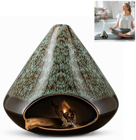 Handcrafted Ceramic Palo Santo Holder –Artistic Incense Burner for Meditation, Mindfulness & Zen Home Decor – Wabi-Sabi Style Cone Sculpture, Relaxation & Aromatherapy-Gift for Yoga (Viridis) by OLACHIKKO