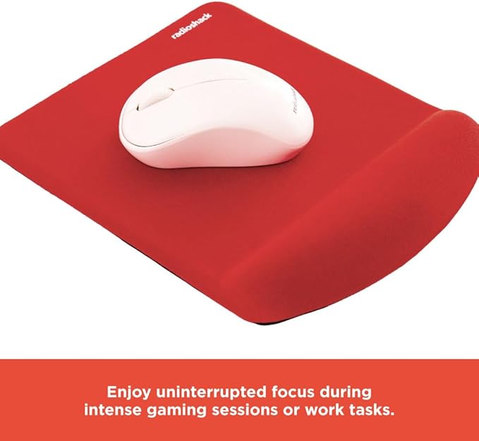 RadioShack Square Gel Mouse Pad with Wrist Rest, Ergonomic Office Mouse Pad for Desk Offers Improved Support, Accuracy and Responsiveness for Work, Gaming, and More, Red