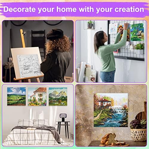 Teling 12 Pcs Pre Drawn Stretched Canvas Kit for Adults Painting Pre Printed Canvas Outline for DIY Painting Party Favor,6 x 6 x 0.6 Inches(Landscape) - Image 4