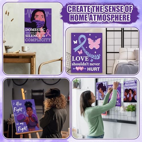 Sherr 140 Pcs 20 Set Pre Drawn Canvas Painting Kit, Anti-Domestic Violence - Image 5