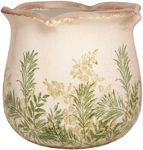 Xiaan Jiaju Cottagecore Ceramic Vase and Planter, 6 Inch Flower Pot with Drainage for Indoor House Plants, Country Cottage Garden Home Decor, Rustic Farmhouse Gift for Plant Lovers by XiaanJiaju