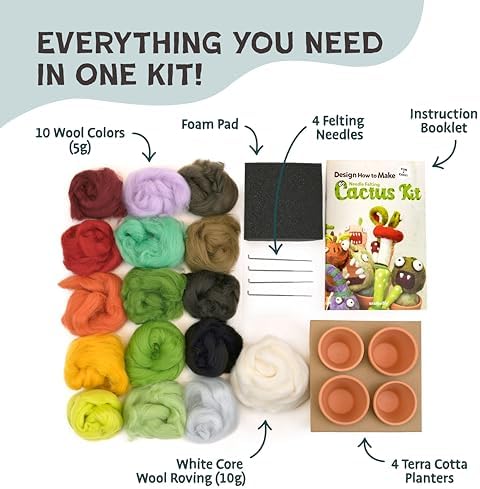 Woolbuddy Needle Felting Kit Starter Set (Cactus & Succulent) for Adults - Image 2
