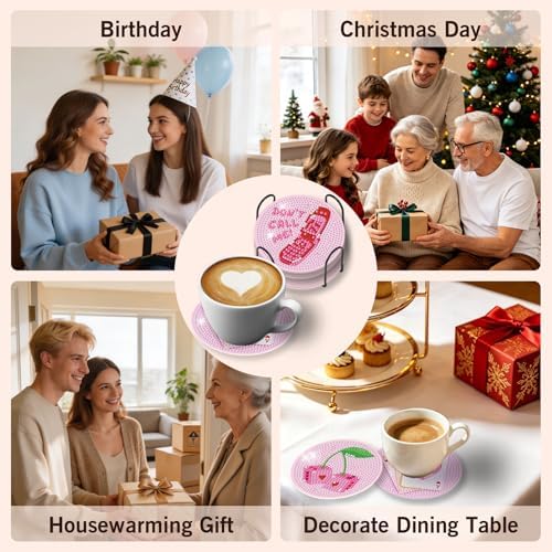 Diamond Art Coasters Kit for Adults, 8PCS Disco Coasters with Holder - Image 7