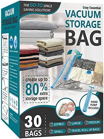 Vacuum Storage Bags with Hand Pump, Vacuum Seal Space Saver Bags,30 Combo by CozyEssential