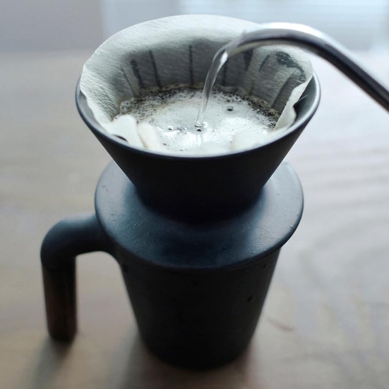 HMM Patio Coffee Dripper - Ceramic Pour Over Coffee Maker, Brews 1-2 Cups, Minimalist Aesthetic Design, Essential for Drip Coffee Lovers, SGS Certified - Black - Image 4