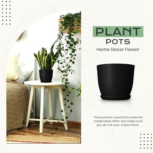Plant Pots Indoor with Drainage, 10 Pack Multi-Size Planters Set, Black - Image 4