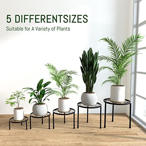 Linpla 5-Pack Decent Metal Plant Stand Indoor Outdoor Low Plant Shelf - Image 2