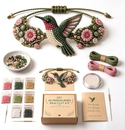 RYCHEENI DIY Beaded Bracelet Kit for Adults, Beginner Jewelry Making Craft Set with Instruction Guide, 3D Animal Beadwork Project, Complete Supplies for Women and Craft Lovers (Hummingbird) by RYCHEENIEVCharger